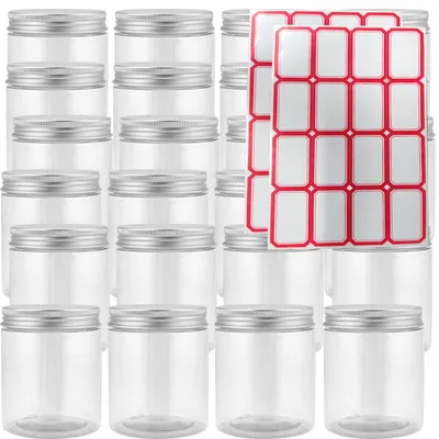 24 runde Plastikdosen 250 ml mit Deckel, durchsichtig