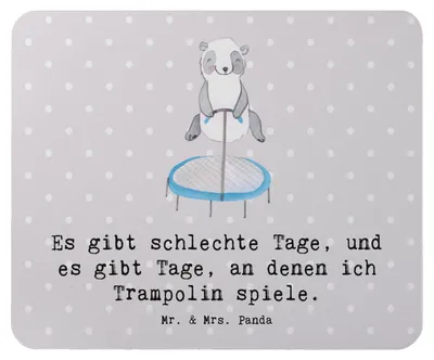 Produktbild von Mr. & Mrs. Panda Mousepad Panda Trampolin springen - Grau Pastell - Geschenk, Fitnessstudio, Mouse Pad, mauspad laptop, Turnen, mousematte