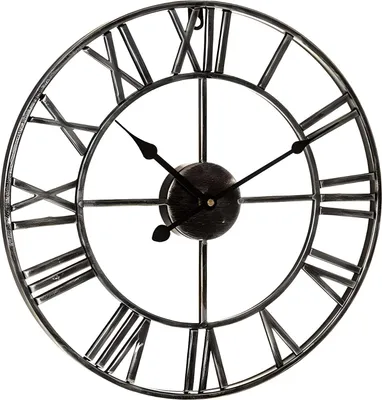 Zdjęcie produktu dla Zegar ścienny retro cyfry rzymskie LOFT śr. 50 cm - czarny