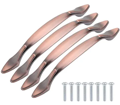 Immagine prodotto di Solidchoice - 4 maniglie per porte - Lega di zinco - Maniglie vintage - Maniglie per mobili - Maniglie per armadi/cassetti - Distanza tra i fori delle maniglie: 128 mm