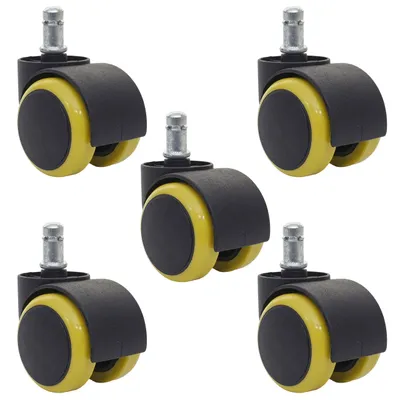 Produktbild von 5er-Set Hartbodenrollen HWC-H86, Bürostuhl-Rollen Stuhlrollen, 150kg belastbar Ø 11mm  gelb