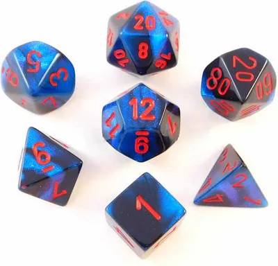 Image de Chessex Chessex Gemini Noir-Starlight/rouge Jeu de dés Polydice 7 pièces