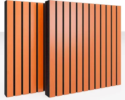 Produktbild von 2er-Pack – Lamellen-Akustikpaneel | 50x50x5cm | Schallabsorption – Diffusion – Reflexion – Schalldämmung | [SLATO | Kirschbaum]