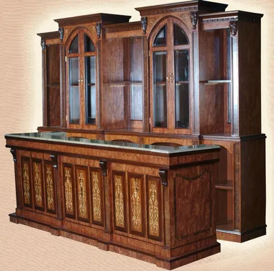 Produktbild von Casa Padrino Luxus Massivholz Bar mit Marmorplatte Dunkelbraun / Braun / Cremefarben 381 x H. 251,5 cm - Luxus Hotel & Restaurant Massivholz Bar Möbel