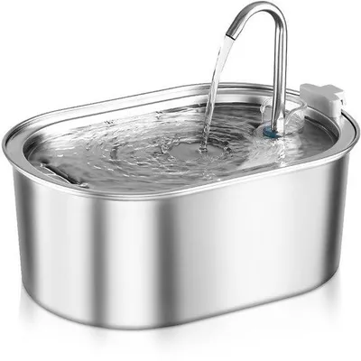 Immagine prodotto di Fontana per gatti e cani, 3,2 litri, in acciaio, con pompa, 4 filtri a carbone attivo, silenziosa, 30 dB