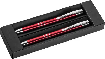 Produktbild von Metall Schreibset / Kugelschreiber + Druckbleistift / Farbe: rot