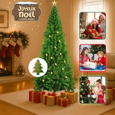 Image de ZMH Arbre de Noël artificiel 210 cm Équipé d'un support stable Arbre de Noël Aiguilles en PVC pour intérieur Décoration de Noël Vert, Image générée par une IA