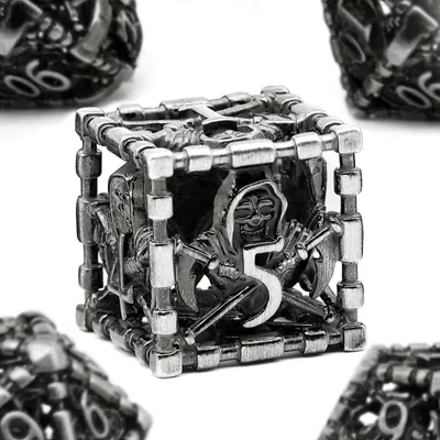 Immagine prodotto di Omgoods - Set da gioco doppio - Dadi poliedrici in metallo per Dungeons and Dragons