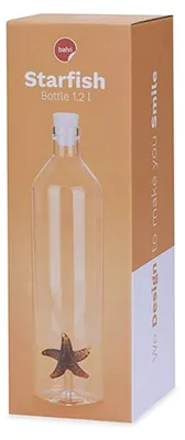 Wasserflasche 1,2 L mit Seesternfigur, Silikondeckel
