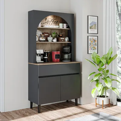 Produktbild von Roomart VENEDIK Küchenschrank 90 cm breit, Anthrazit-Eiche