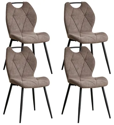 Obrázek produktu pro Jídelní židle, měkké polstrování z textilu, minimalistický moderní styl, sada 4 kusů, barva hnědá