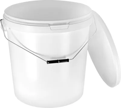 Produktbild von BenBow Eimer mit Deckel 30L x100 Weiß - lebensmittelecht, stabil, luftdicht, auslaufsicher, geruchsneutral - Plastikeimer mit Henkel - leer