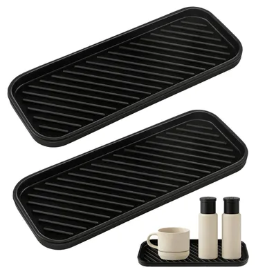 Silikon-Spülbecken-Organizer 2er-Pack, schwarz, 22,3 x 9,3 x 1,5 cm