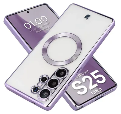 Produktbild von Handyhülle mit Kameraschutz und Magnetring für Galaxy S25 Ultra, Bizon Case GuardO, Transparent-Violet