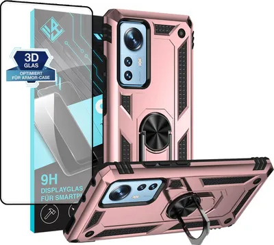 Produktbild von Armor Outdoor Handyhülle für Xiaomi 12 5G / 12X 5G Handy Panzer Case Schutzhülle mit 9H Displayglas Displayschutz Farbe: Rosegold