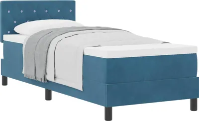 Image de vidaXL Lit boxspring avec matelas bleu foncé 80 x 200 cm velours