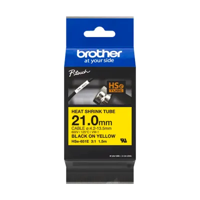 Produktbild von brother Schrumpfschlauch HSe-651E HSE651E, 21 mm schwarz auf gelb