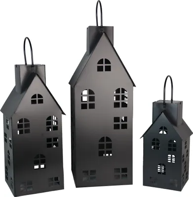 Produktbild von UNUS® Solar Metall Häuser Set Außenbereich Laternen Klein 40cm