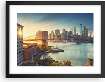 Produktbild von Gerahmtes Poster - Schwarzer Rahmen - New York Brücke - 40x30 cm - Wand Bild - Wanddeko - Wandbilder - Kunstposter - Wandposter - Bilderrahmen - Bilder - Kunstdruck - Wandbild - P2BAA40x30-4047