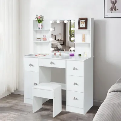 Immagine prodotto di Tavolo da trucco Illuminazione a LED Specchio per il trucco Tavolo cosmetico 3 colori