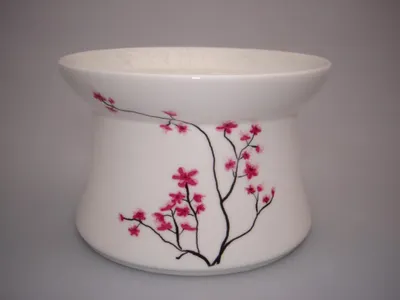 Produktbild von Stövchen CHERRY BLOSSOM Kirschblüten, weiß rosa, Porzellan, 8x12 cm, TeaLogic