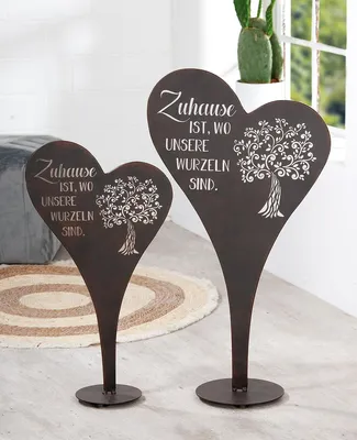 Produktbild von Gilde Standrelief, Herz, "Gartenbaum", Spruch, Metall, braun, VE 2, L. 24 cm, B. 49.5 cm, H. 90 cm 67587 4063387675878