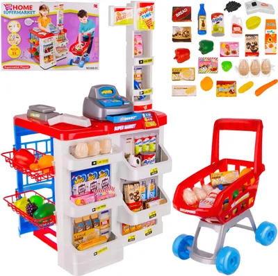 Produktbild von Kindersupermarkt mit Einkaufswagen, 48-teilig