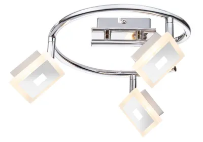 Zdjęcie produktu dla Globo Lighting reflektor chromowany metal, satynowany akryl, ø: 250mm, H: 155mm, zawiera 3x LED 5W 230V, źródło 400lm, moc 210lm, 3000K