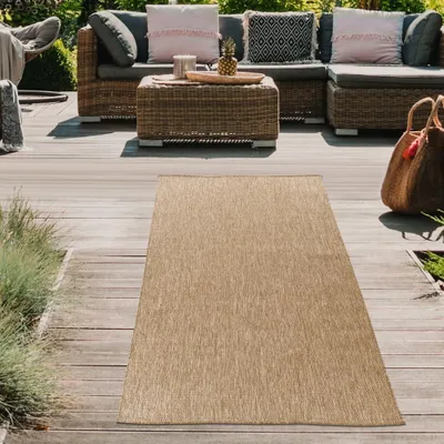 Obrázek produktu pro Moderní koberec do interiéru i exteriéru, odolný proti povětrnostním vlivům, v béžovém stylu Velikost - 80 x 150 cm