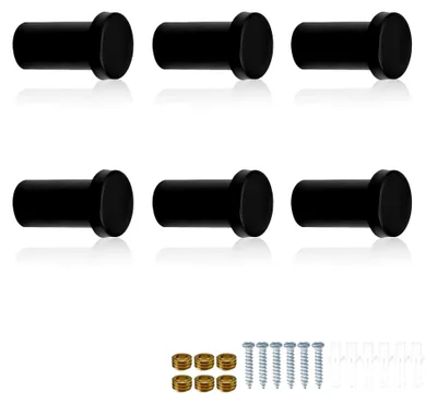 Produktbild von Handtuchhaken Schwarz, 6 Stück Edelstahl, Matte Garderobenhaken für Küche und Badezimmer