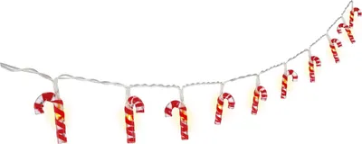 A string of candy cane-shaped LED lights.