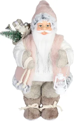 Obrázek produktu pro Dekorace MagicHome Vánoce, Santa, s dárkem, růžovo-hnědý, 30 cm