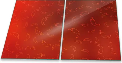 Produktbild von Herdabdeckplatten Glaskeramik Spritzschutz Glas Universal 2-Teilig 2x40x52 Paprika Rot