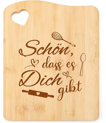 Productafbeelding van Bamboe snijplank met de tekst "Fijn dat je er bent", afmetingen 21,5 x 27,5 cm