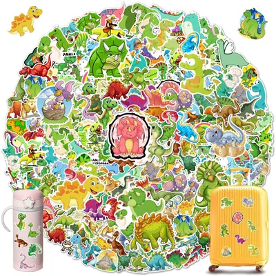 Dinosaurier-Sticker 100 Stück, wasserdicht, 4-8 cm, für Laptop & Flasche