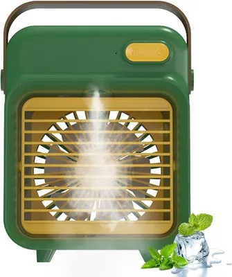 Image de Ventilateur portable, mini ventilateur USB, petit ventilateur avec brumisateur pour la maison et le bureau, vert