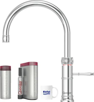 Produktbild von Quooker Wasserhahn Classic Fusion Round verchromt glänzend & PRO3 & CUBE