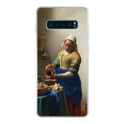 Produktbild von MuchoWow® Handyhülle Schutzhülle Hülle für Samsung Galaxy S10 Plus Das Milchmädchen - Vermeer - Alte Meister Silikon Softcase Handy Hülle - Schutzhülle