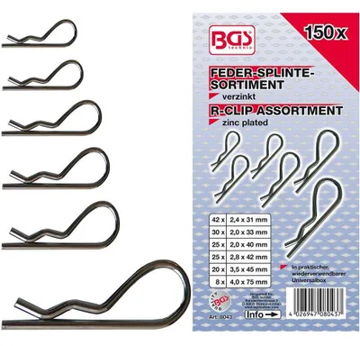 Image de Assortiment de Goupilles à Ressort D. 2,4-4,0 mm - 150 pcs - Acier Résistant - Fixation Sécurisée - D-Work