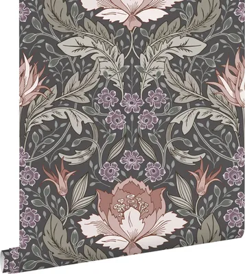 Immagine prodotto di ESTAhome carta da parati fiori vintage in stile art nouveau verde grigiastro e marrone 50 x 900 cm