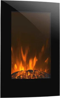 Obrázok produktu pre Elektrický krb so simuláciou plameňa a diaľkovým ovládaním – 1000 W / 2000 W, montáž na stenu, čierny