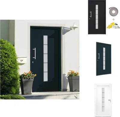 Produktbild von vidaXL Haustür Aluminium und PVC Anthrazit 100x210 cm -  Haustüren