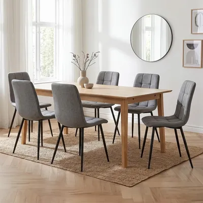 Produktbild von Homestyle4u Esszimmerstühle 6er Set Samt Polsterstuhl Grau Polstersessel Sessel Küchenstuhl Metall