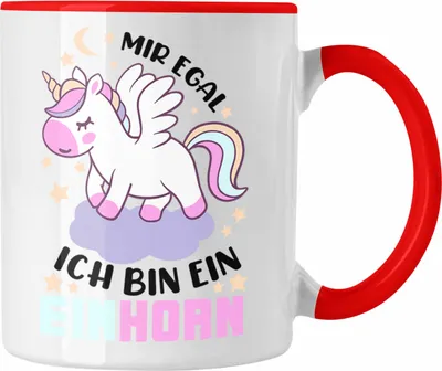 Produktbild von Trendation - Mir Egal Ich Bin Ein Einhorn Tasse (Rot)