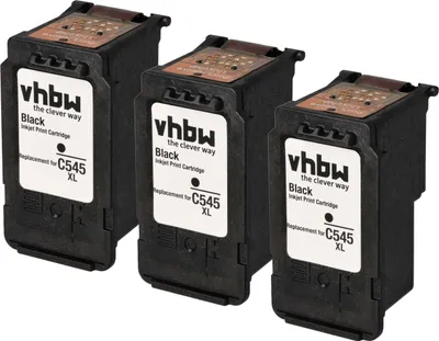 Produktbild von vhbw 3x Tintenpatronen kompatibel mit Canon Pixma TS3151, TS3150, TR4551, TR4550, TS305, TS304, TS302, TS205 Drucker - Schwarz (Wiederaufgefüllt)