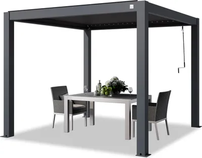 Zdjęcie produktu dla PRIMEYARD Pergola 3x3 m słupy aluminium z dachem z aluminiowych listew antracyt zadaszenie tarasu