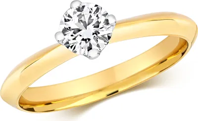 Produktbild von Funkelndes Feuer 18 Karat (750) Gold Solitär Verlobung Diamant Damenring Brillant-Schliff 0.50 Karat GH - SI2, 54 (17.2); TRS3222118KYRSN