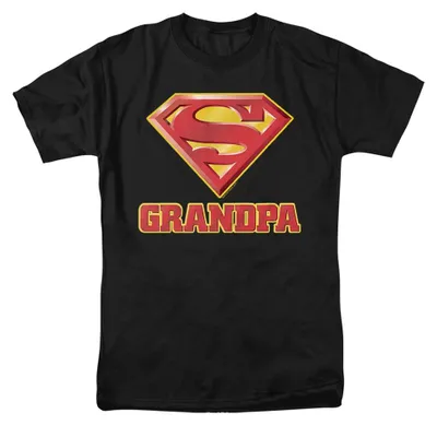 Image de T-shirt "Super Grandpa" Superman, pour hommes et femmes, modèle unie (TV36798) (taille 3XL) (noir)