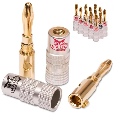 Produktbild von 14x High End Bananenstecker NAUC Bananas 24K vergoldet Banana für Kabel bis 6mm²