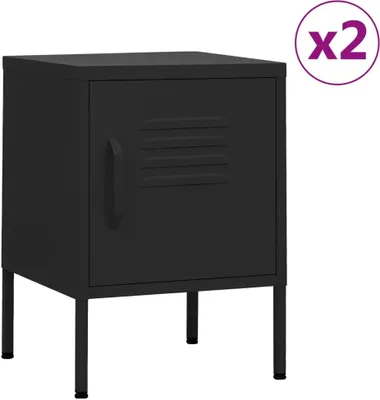 Produktbild von The Living Store Nachttische 2 Stk. Schwarz 35x35x51 cm Stahl